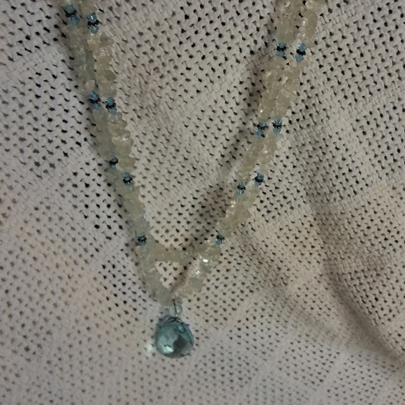 Vintage quartz tiered necklaceDouble strand clear quartz with aquafaceted - Picture 5 of 9